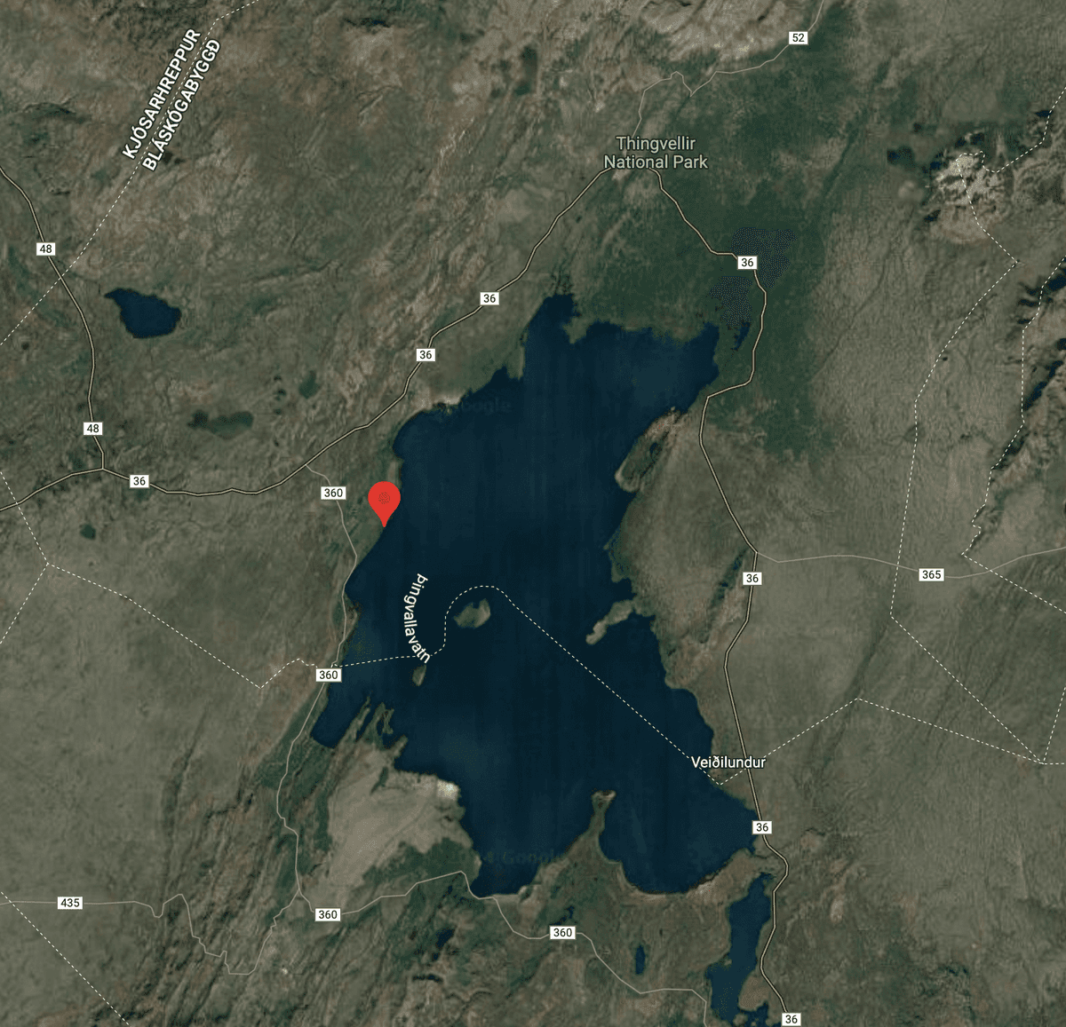 Position of the cabin in Þingvellir