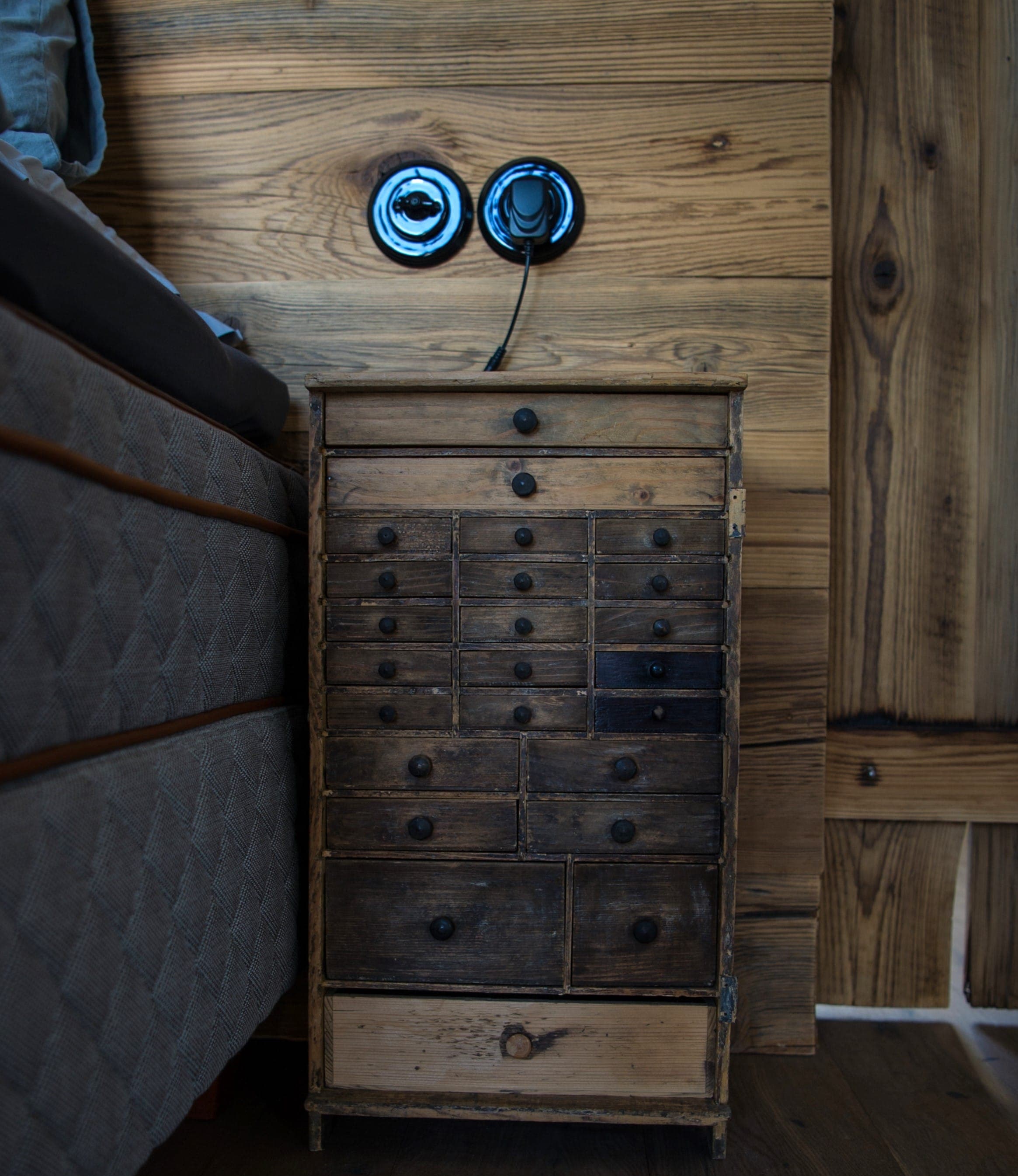 Bedroom with a double bed and a nightstand